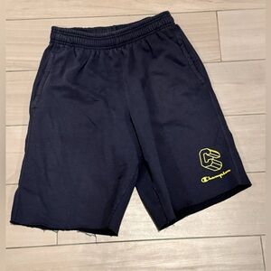Champion Blue cotton distressed cut Athletic Shorts  MEDIUM